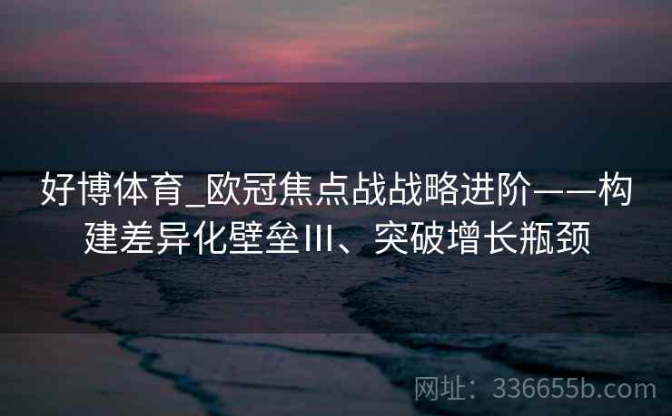 好博体育_欧冠焦点战战略进阶——构建差异化壁垒Ⅲ、突破增长瓶颈